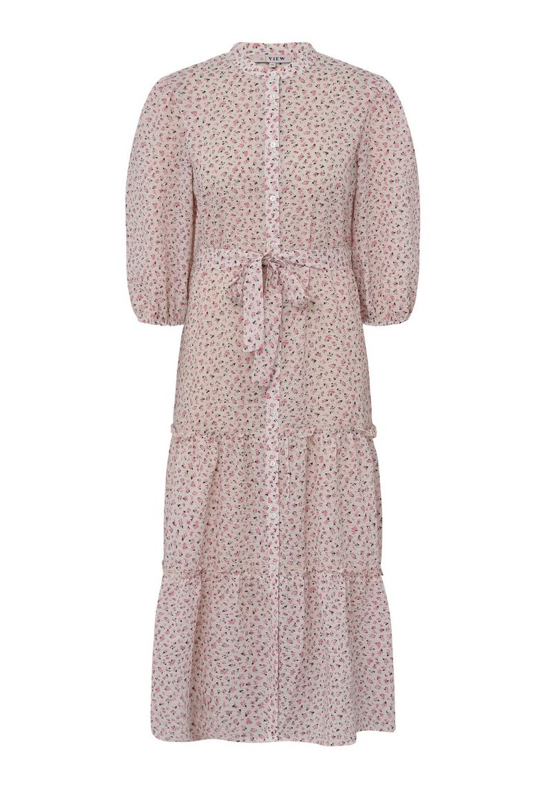 A-View - Kjole - Kate Long Dress - White/Rose