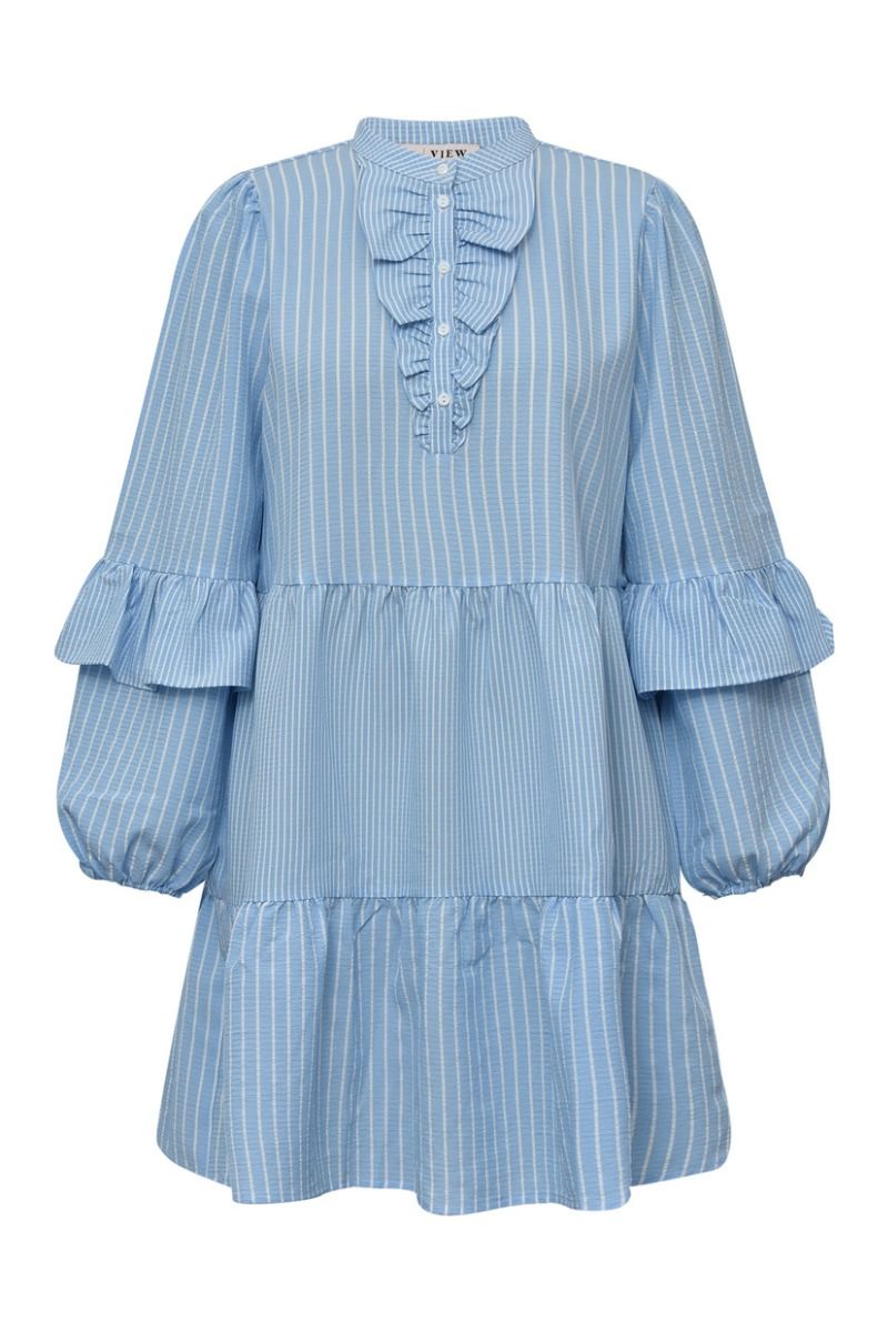 A-View - Kjole - Karin Dress - Light blue/White stripe