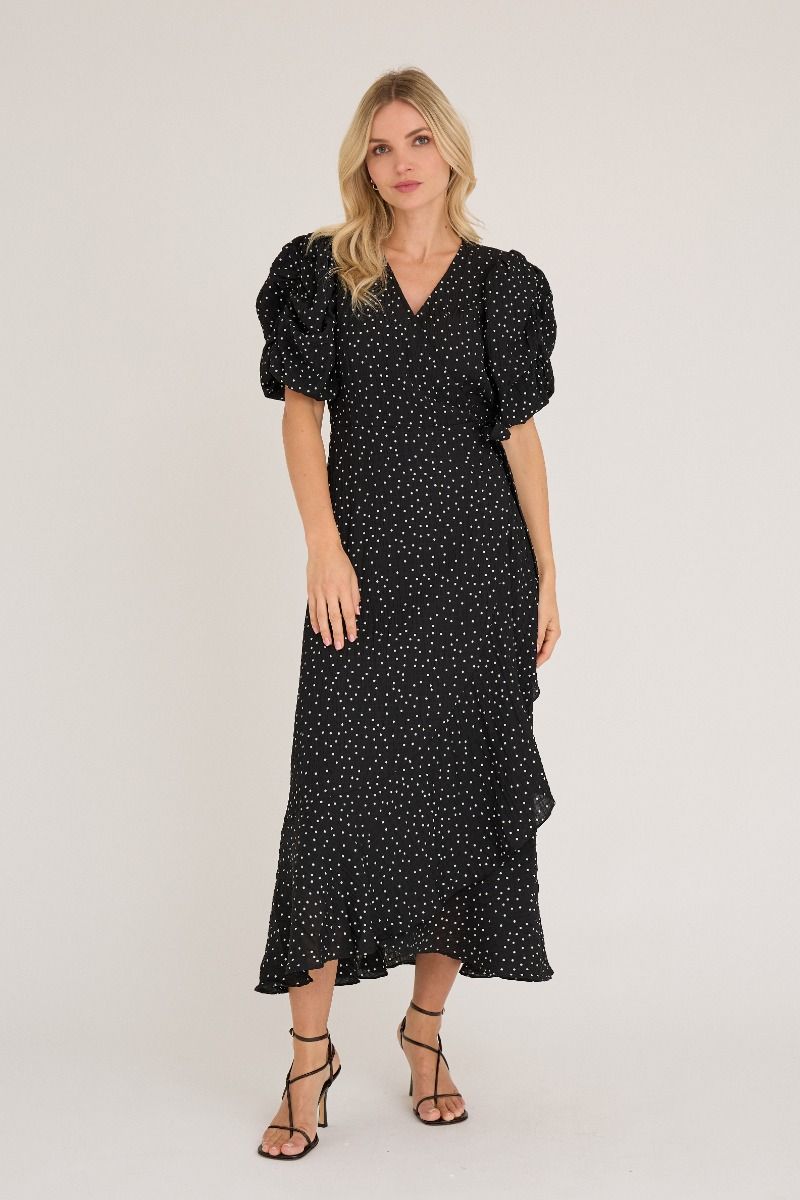 A-View - Kjole - Sinda Dot Dress - Black/White 