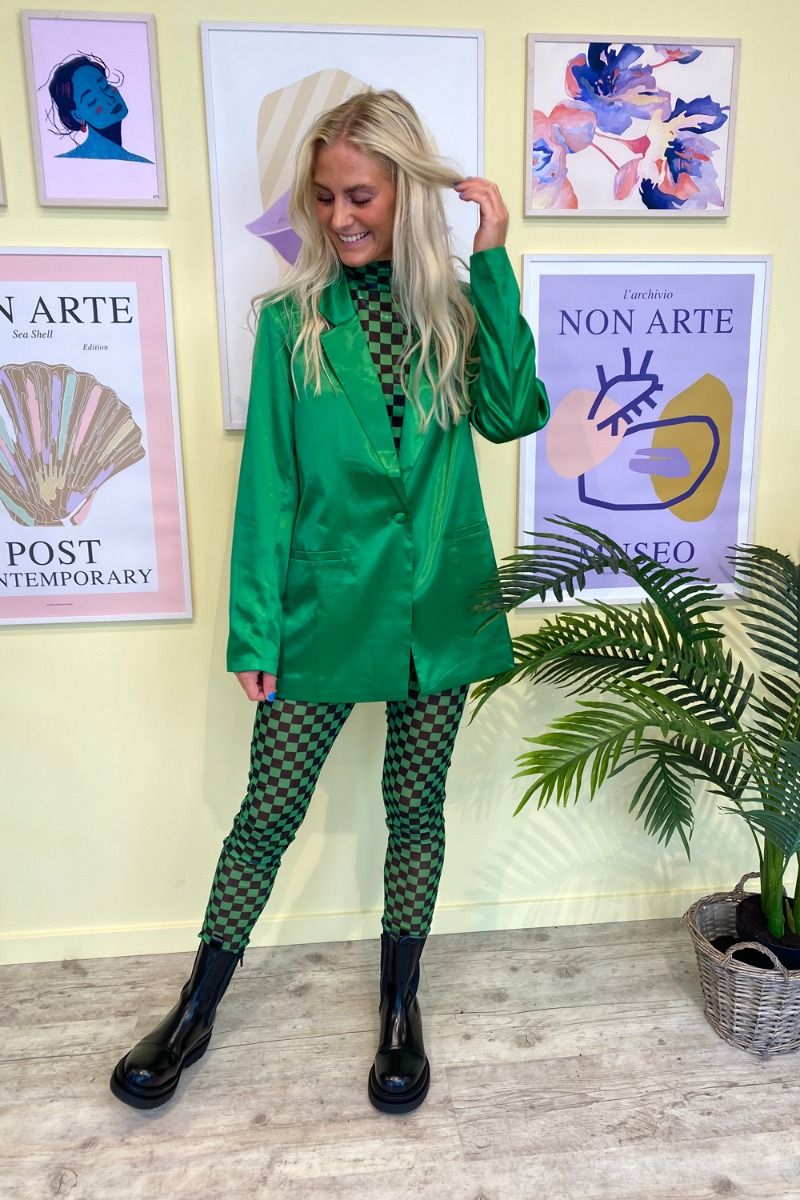 A-View - Blazer - Swan Satin Blazer - Forest Green