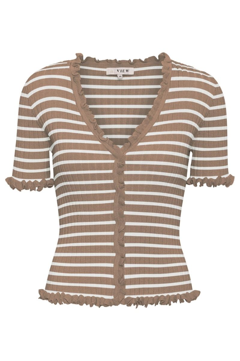 A-View - Bluse - Fabia SS Tee - Camel/Off white