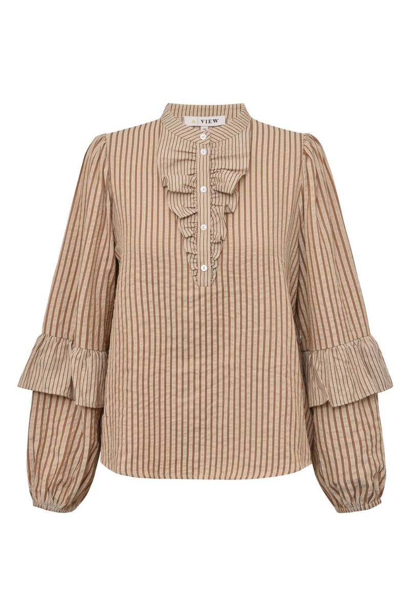 A-View - Bluse - Karin Blouse - Brown/White