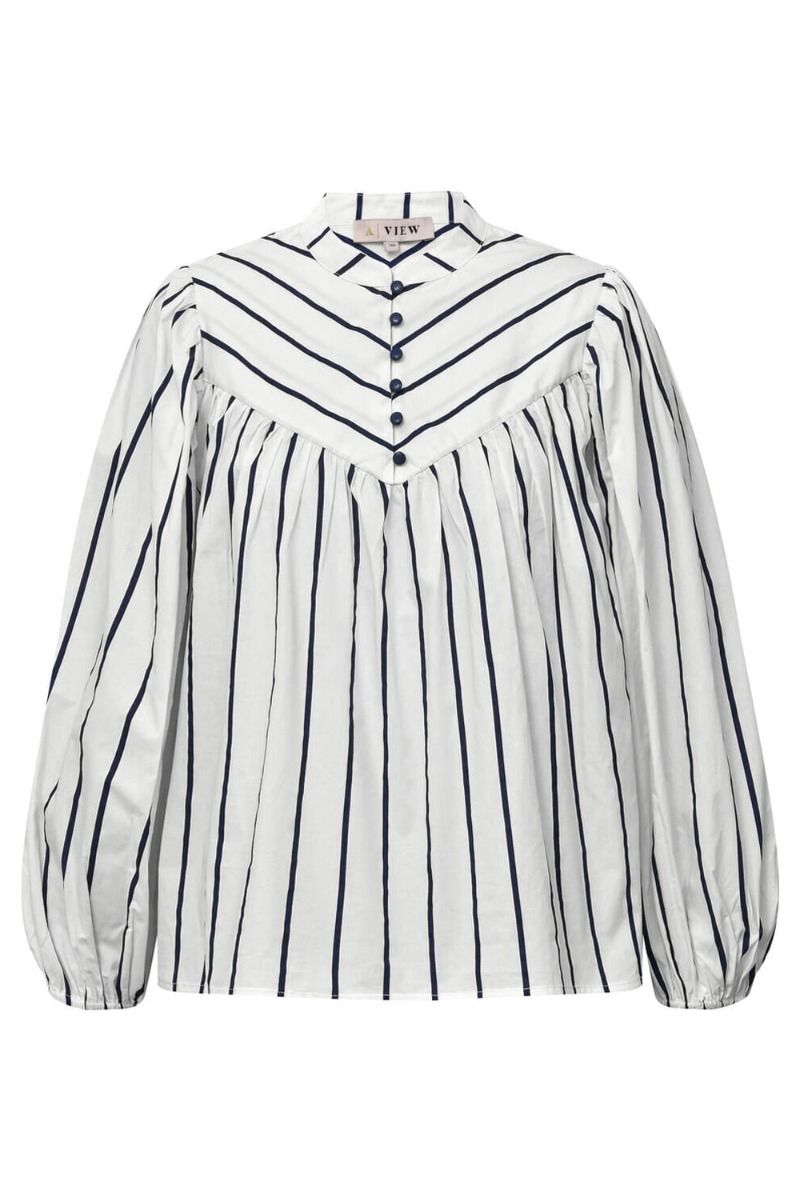 A-View - Bluse - Lizzy Blouse - White/Navy Stripe