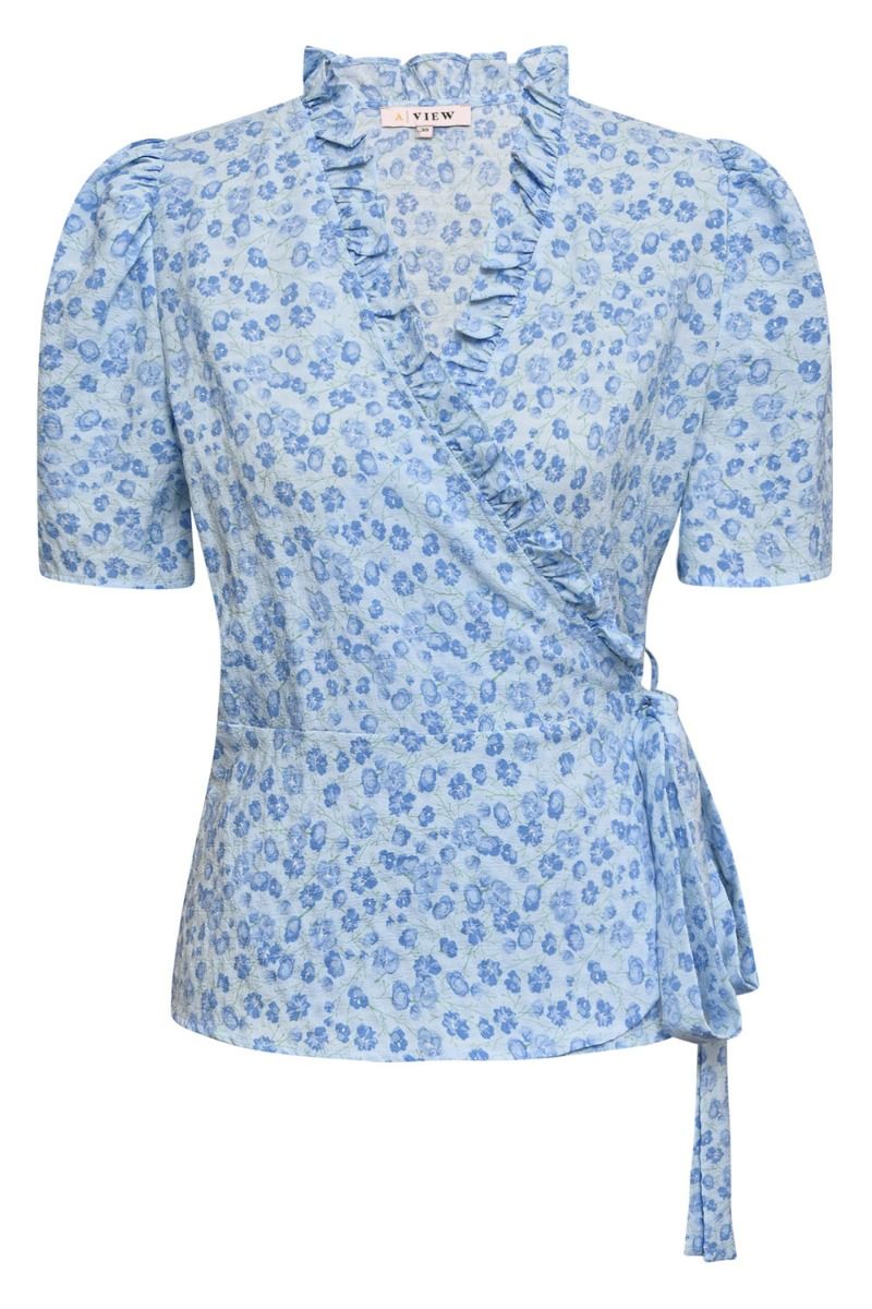 A-View - Bluse - Peony Wrap Blouse - Sky Blue