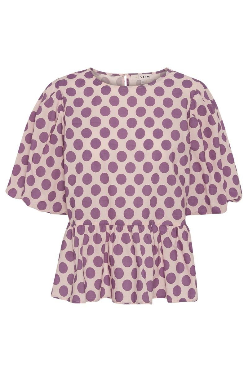 A-View - Bluse - Sabine Blouse - Bubblegum With Purple Dot