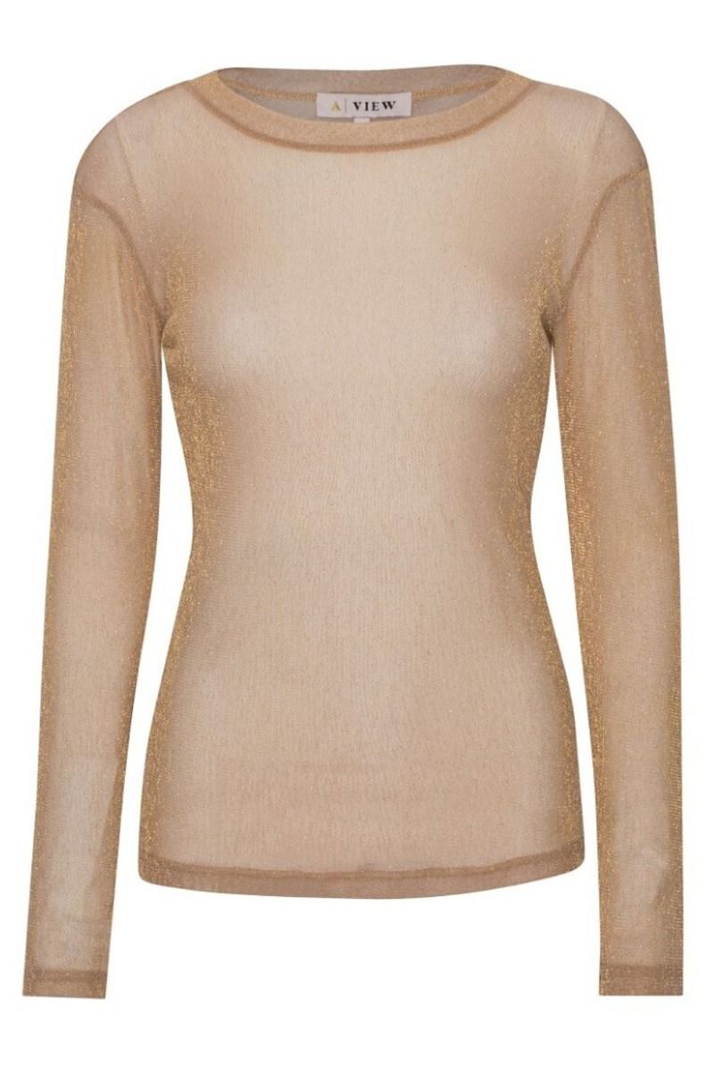 A-View - Bluse - Silke Lurex Blouse - Champagne
