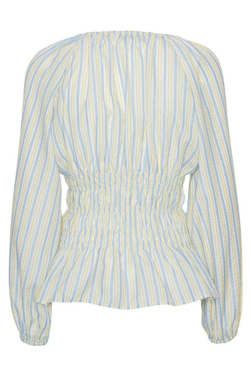A-View - Bluse - Sille Stripe Blouse - Yellow w. Light Blue