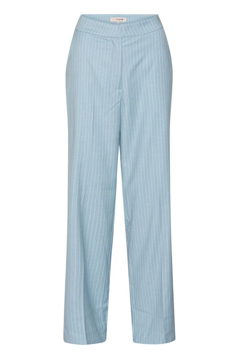 A-View - Bukser - Annali Pants Stripe - Light blue/White stripe