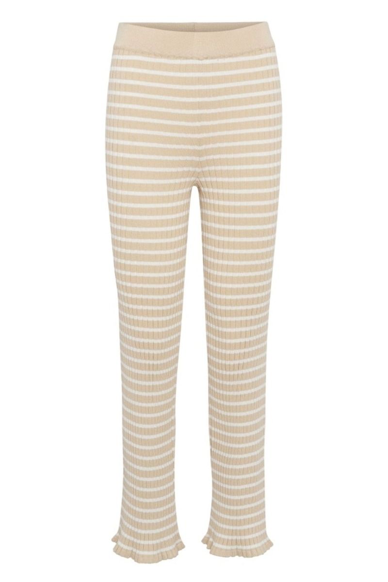 A-View - Bukser - Kira Knit Pant - Beige/Off white