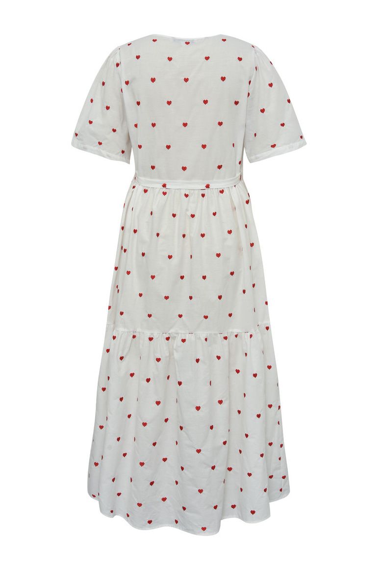 A-View - Kjole - Caisa Heart Ancle Dress - White/red