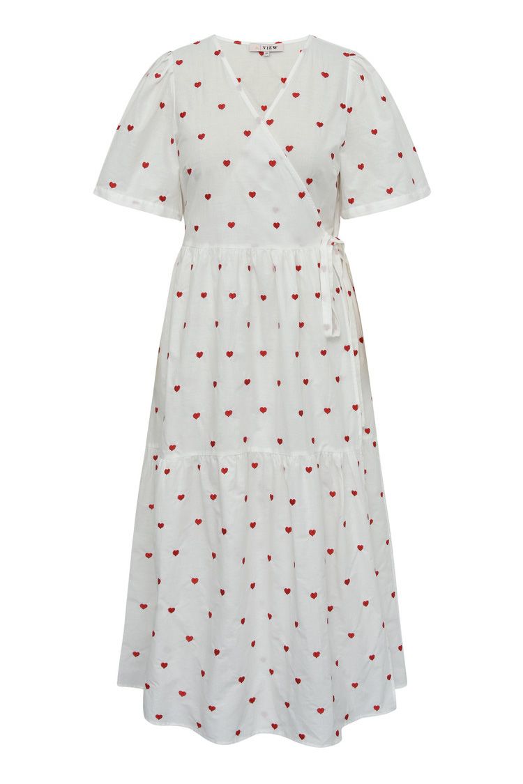 A-View - Kjole - Caisa Heart Ancle Dress - White/red