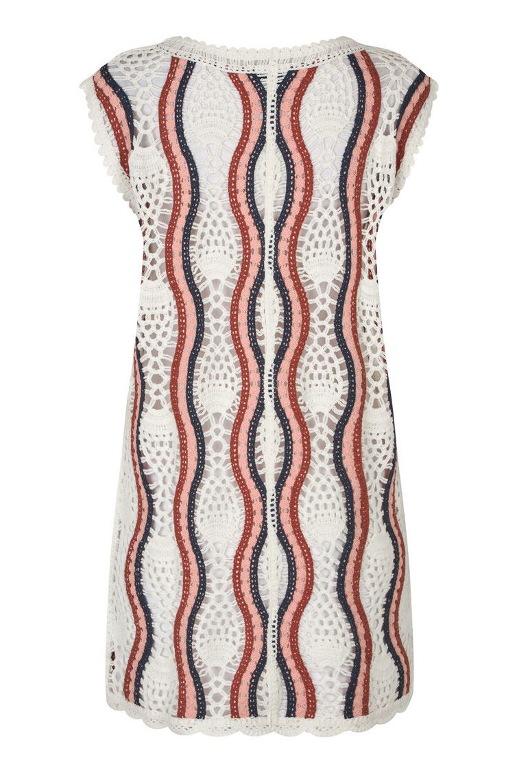 A-View - Kjole - California Crochet Dress - White/peach/navy