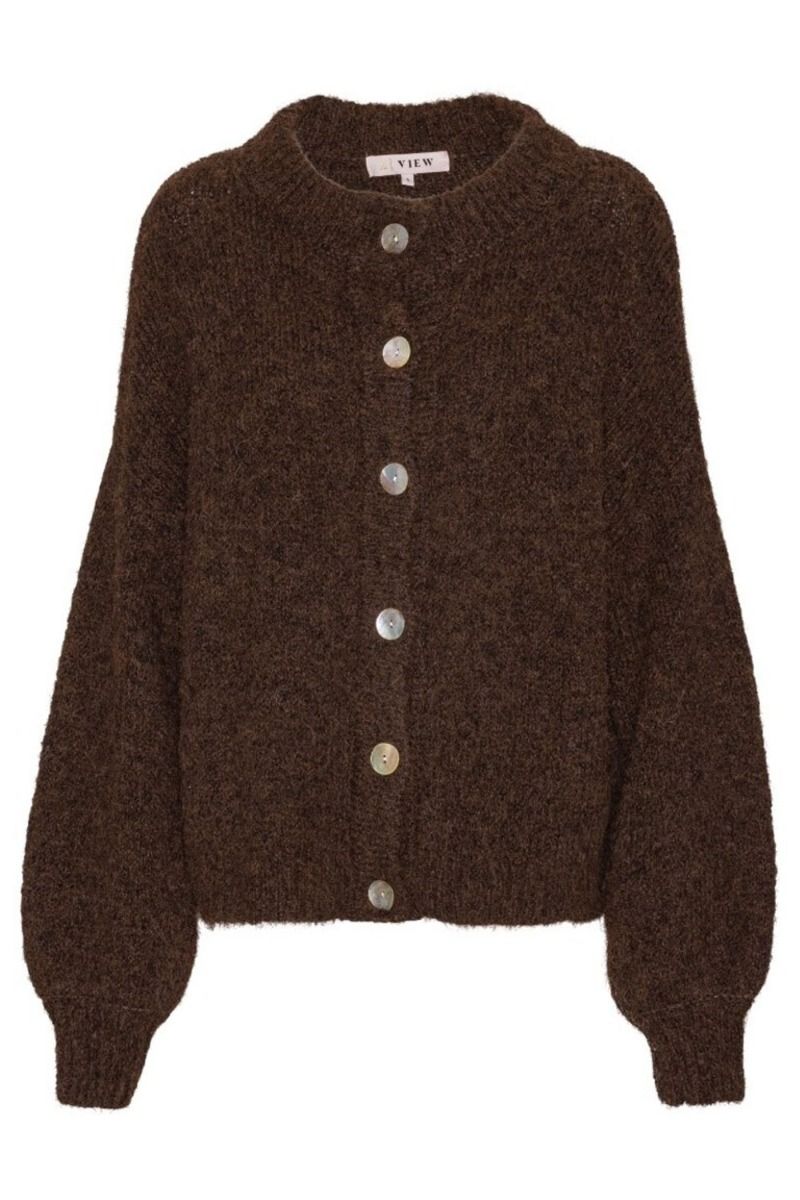 A-View - Cardigan - Patrisia Solid Knit Cardigan - Dark Brown