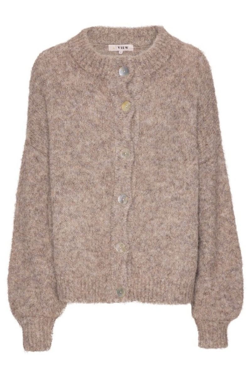 A-View - Cardigan - Patrisia Solid Knit Cardigan - Light Brown