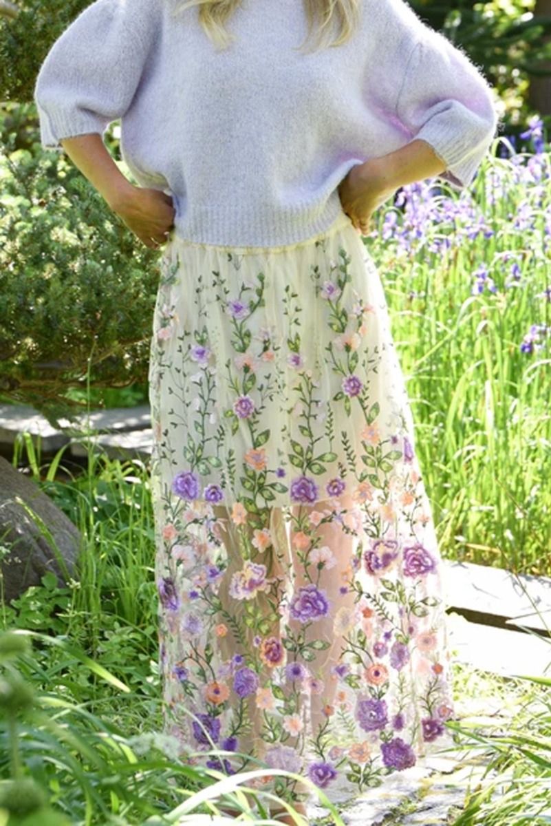 A-View - Nederdel - Fuschia skirt - Green/Purple