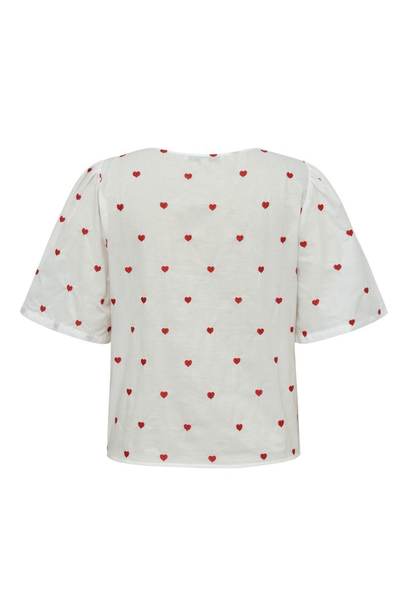 A-View - T-shirt - Heart Blouse - White/red