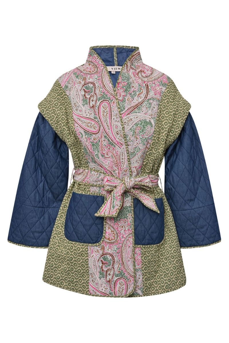 A-View - Jakke - Katie Quilt Jacket - Denim/Print