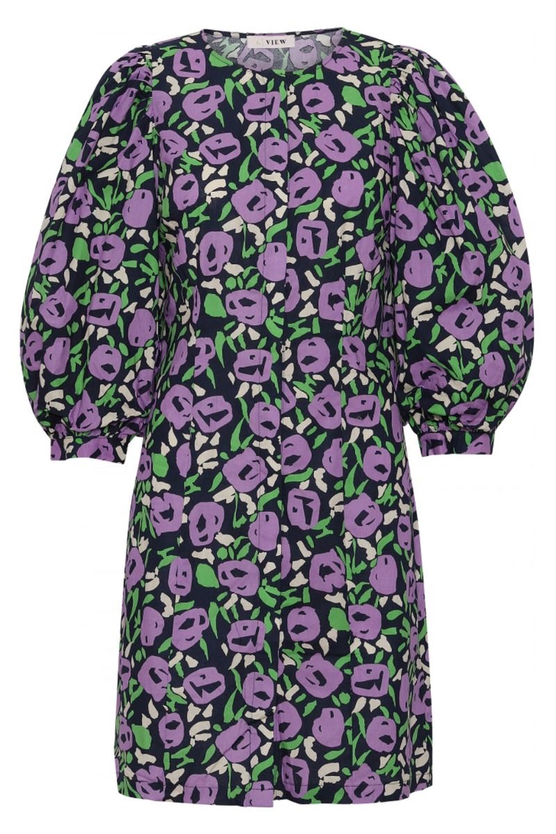 A-View - Kjole - Anni Dress - Blue/Purple/Green print