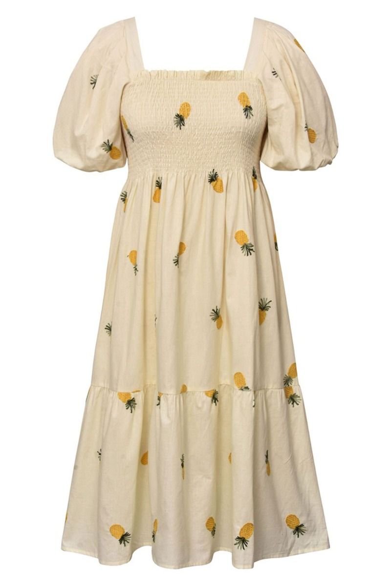 A-View - Kjole - Cheri Fruit Dress - Sand/Yellow