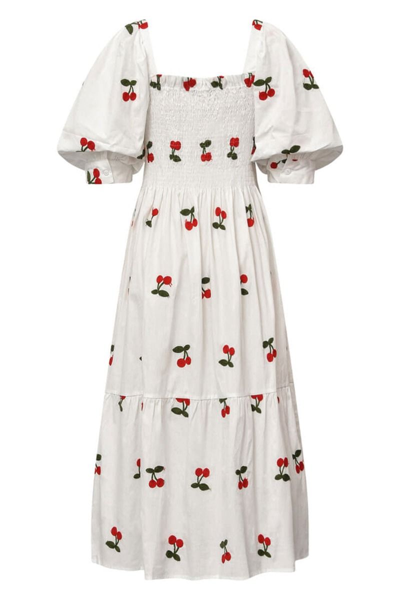 A-View - Kjole - Cheri Fruit Dress - White With Cherry