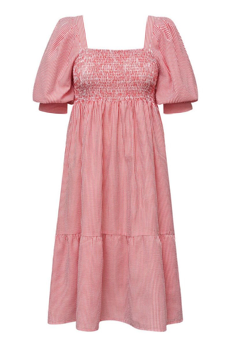 A-View - Kjole - Cheri Stripe Dress - Red/white