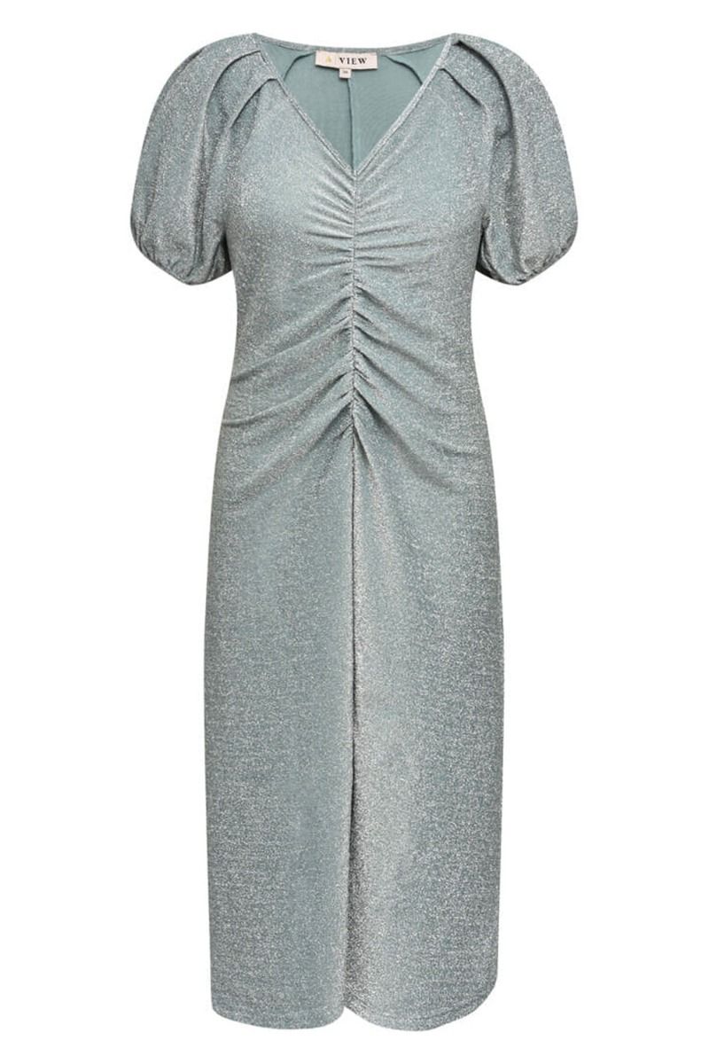 A-View - Kjole - Eva Short Sleeve Dress - Turquise