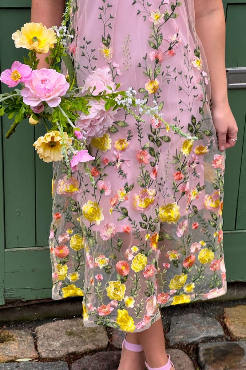 A-View - Kjole - Fuschia Midi Dress - Sand/yellow