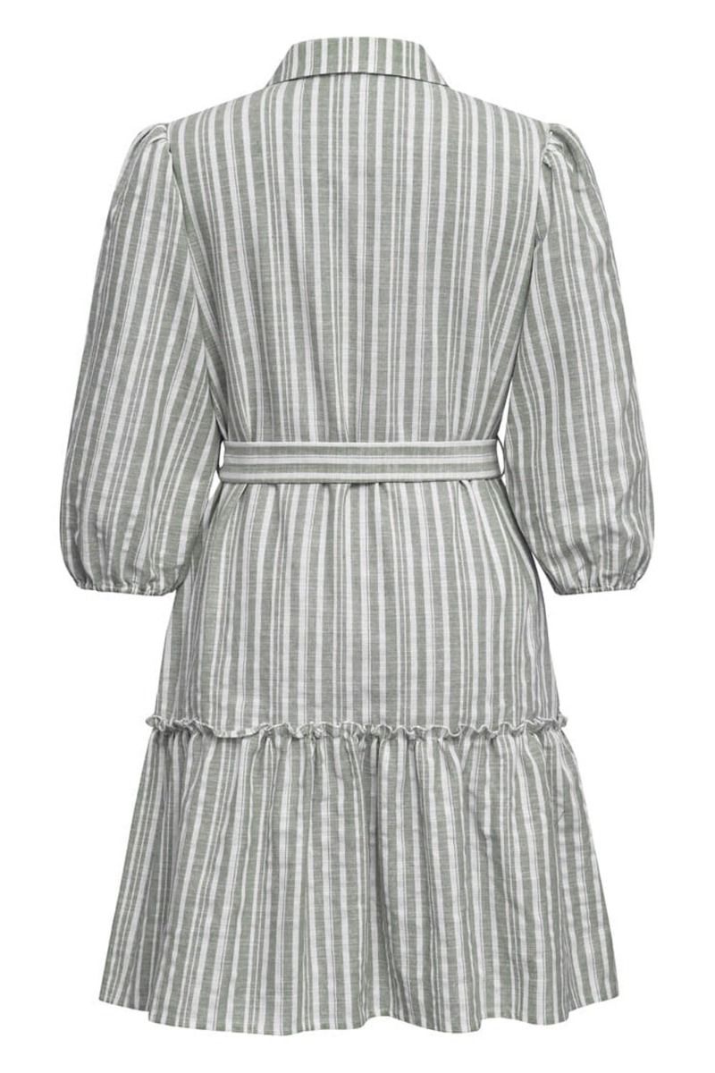 A-View - Kjole - Linen Stripe Dress - Army/White