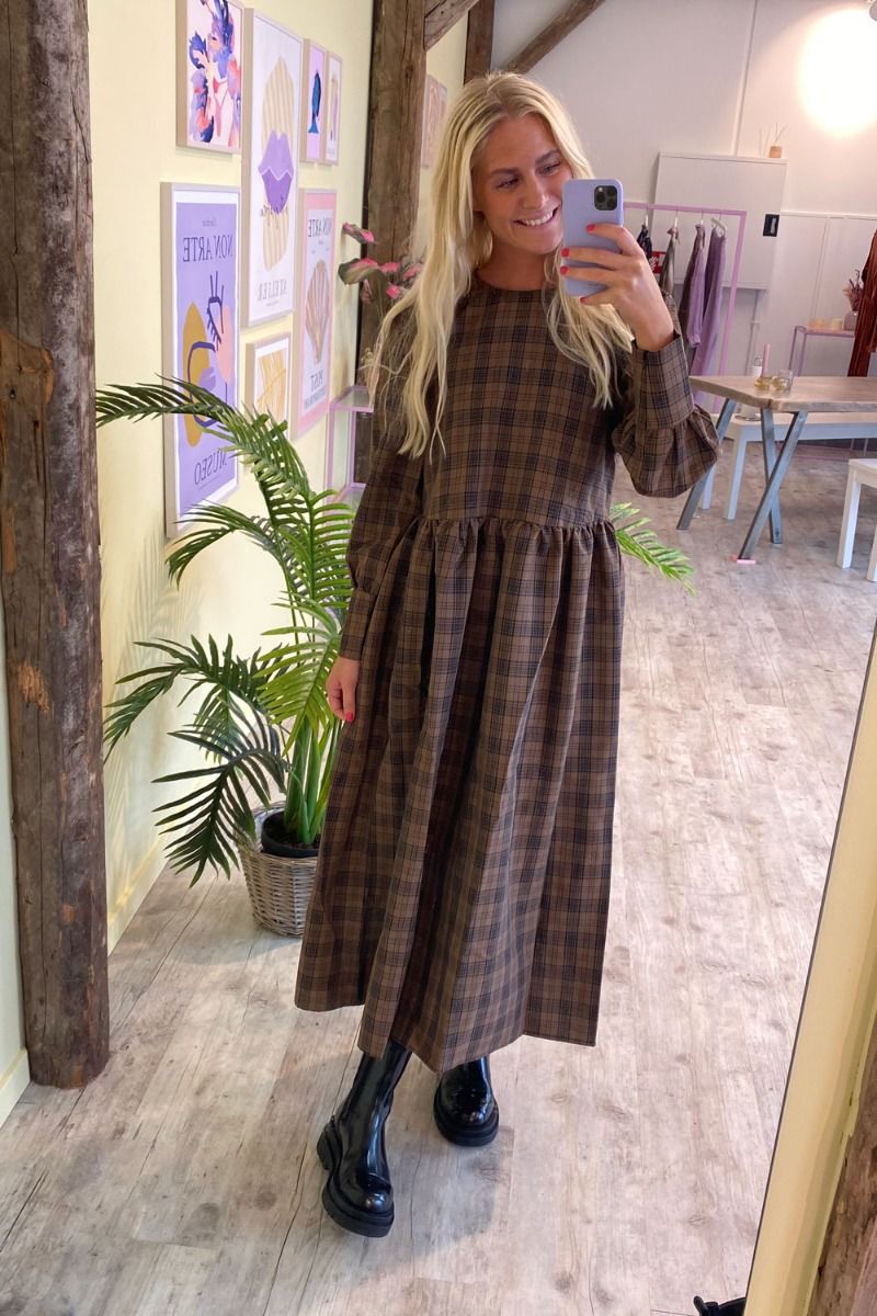 A-View - Kjole - Ocean Long Dress - Brown Check