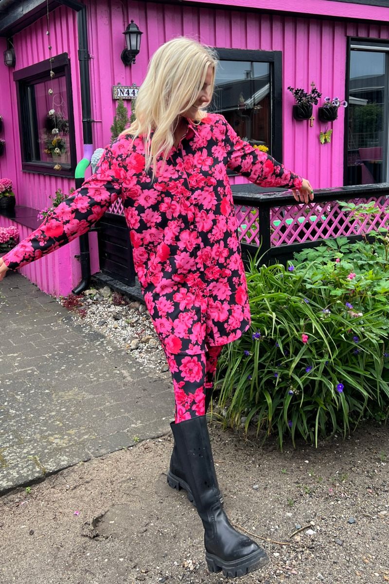 A-View - Leggings - Molly Leggings - Black/pink Flowers 