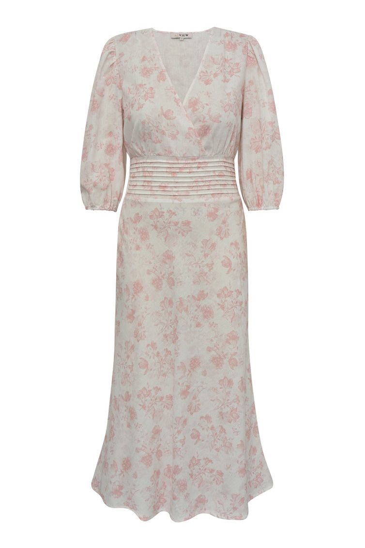 A-View - Kjole - Lin Long Dress - Sand/Pale pink 