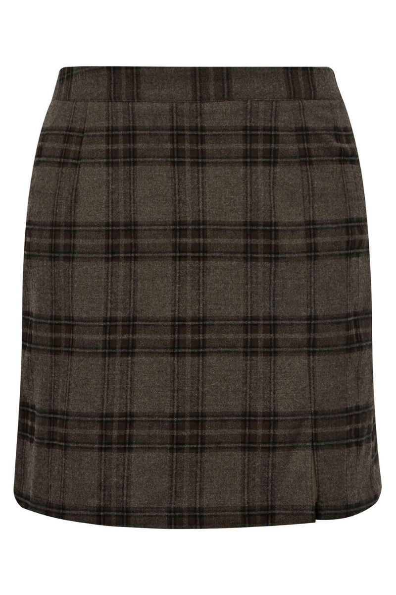 A-View - Nederdel - Annali Check Skirt - Brown/Sand