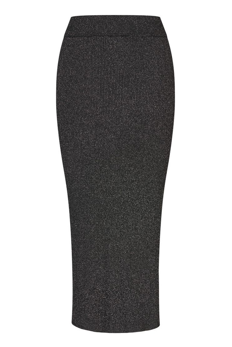A-View - Nederdel - Felicity Rib Lurex Skirt - Black/Silver