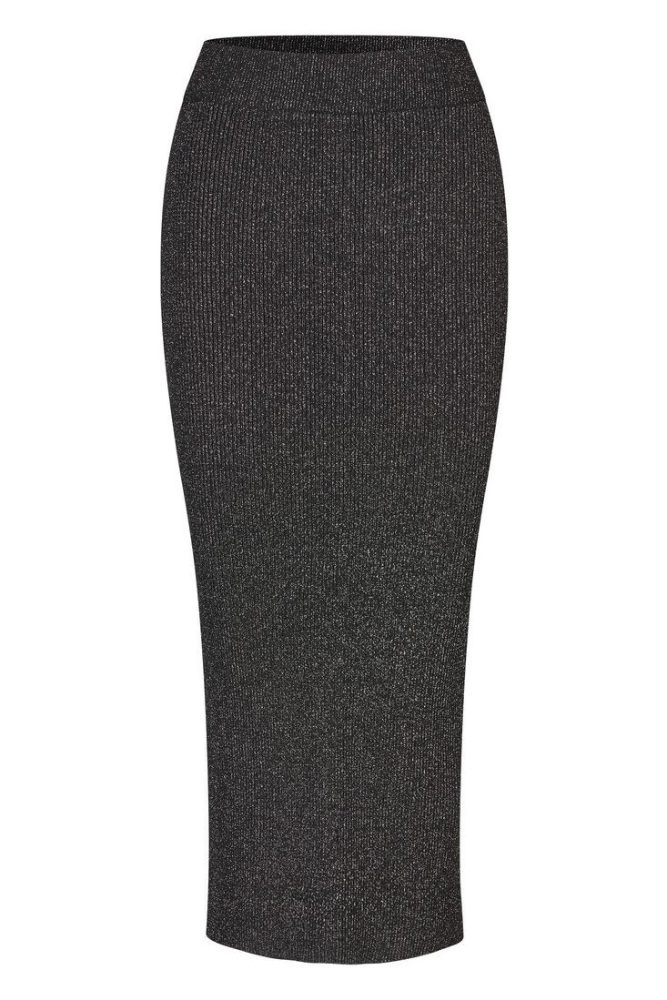 A-View - Nederdel - Felicity Rib Lurex Skirt - Black/Silver