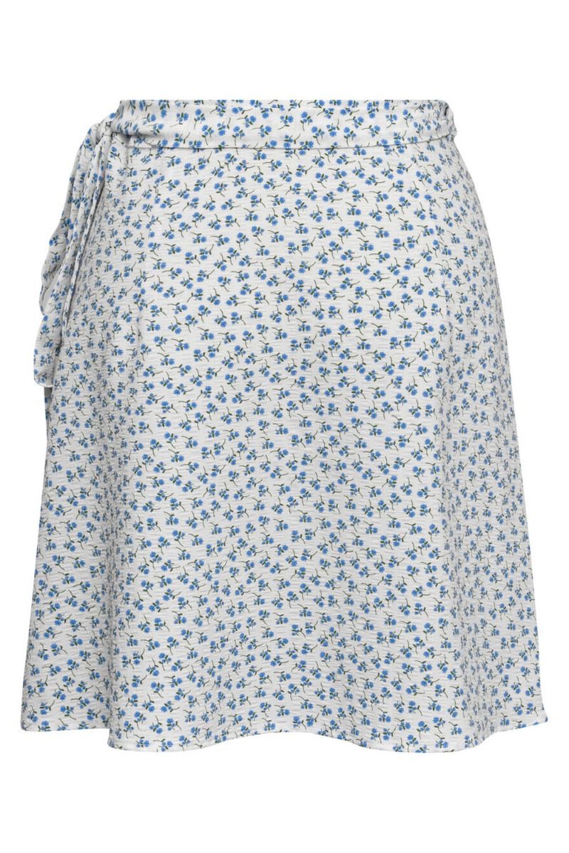 A-View - Nederdel - Peony Short Wrap Skirt - White/Blue