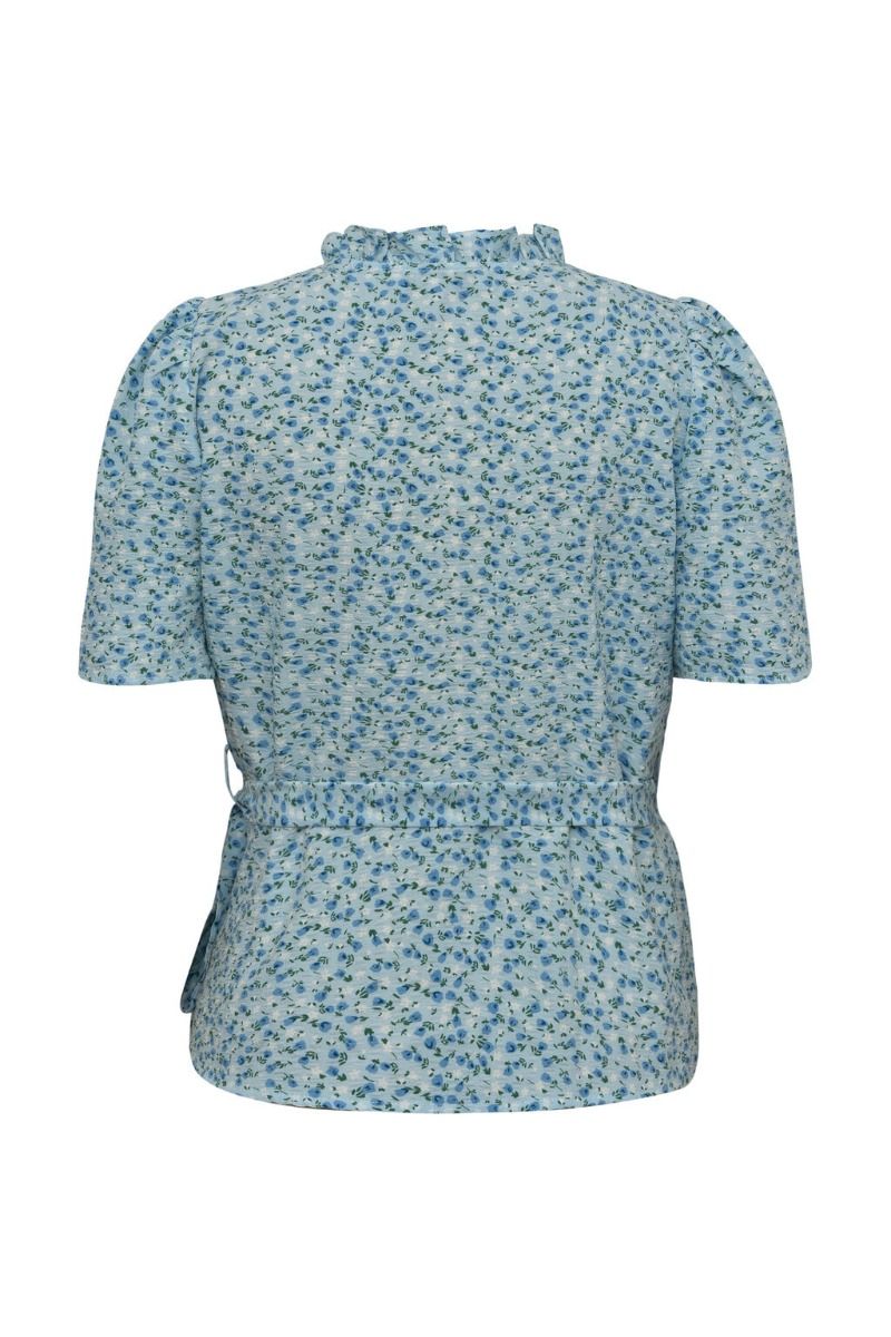 A-View - Bluse - Peony Wrap Blouse - Blue/white