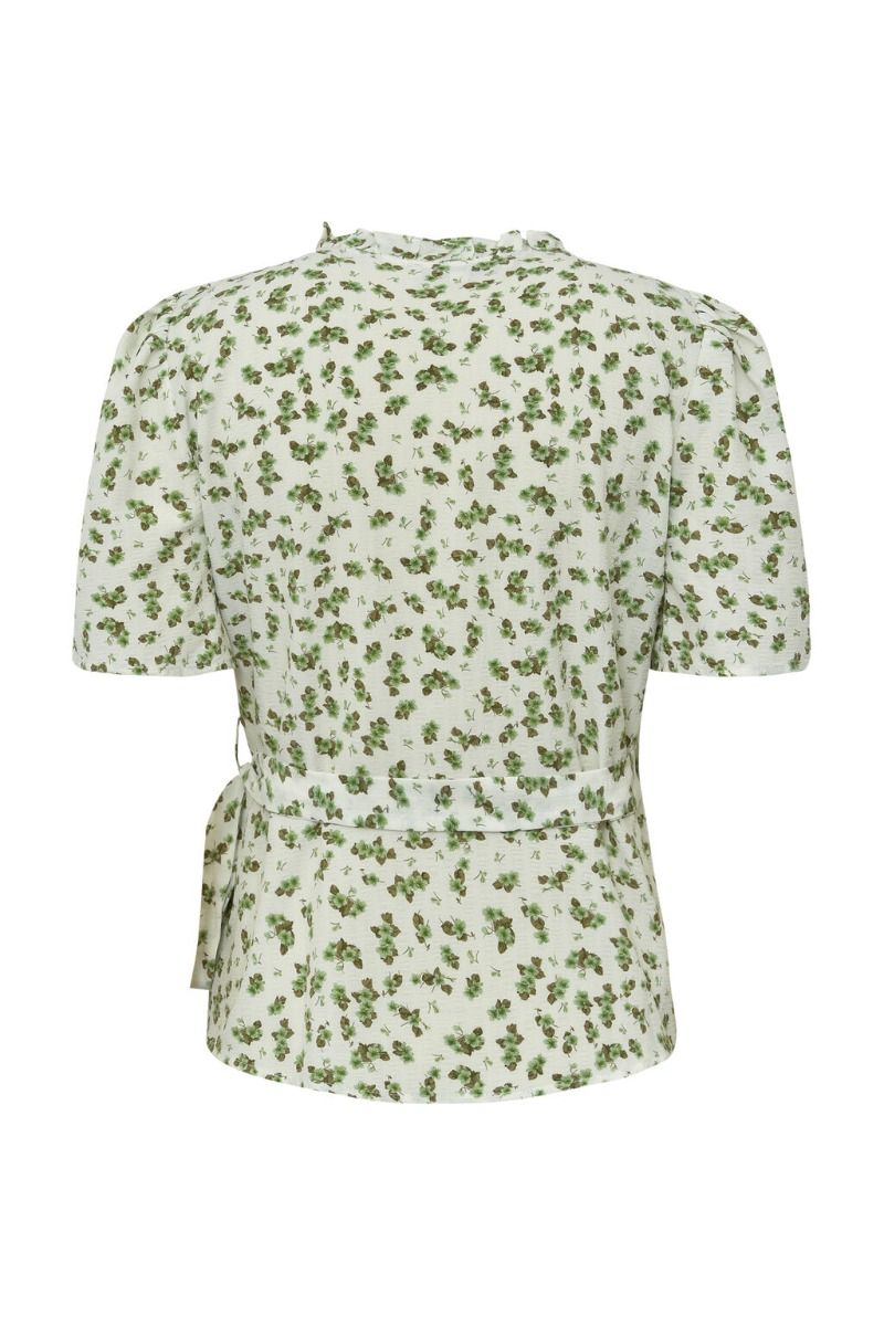 A-View - Bluse - Peony Wrap Blouse - White/green
