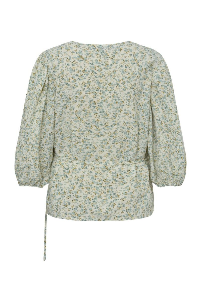 A-View - Bluse - Rebekka Print Blouse - Pale mint/Off white