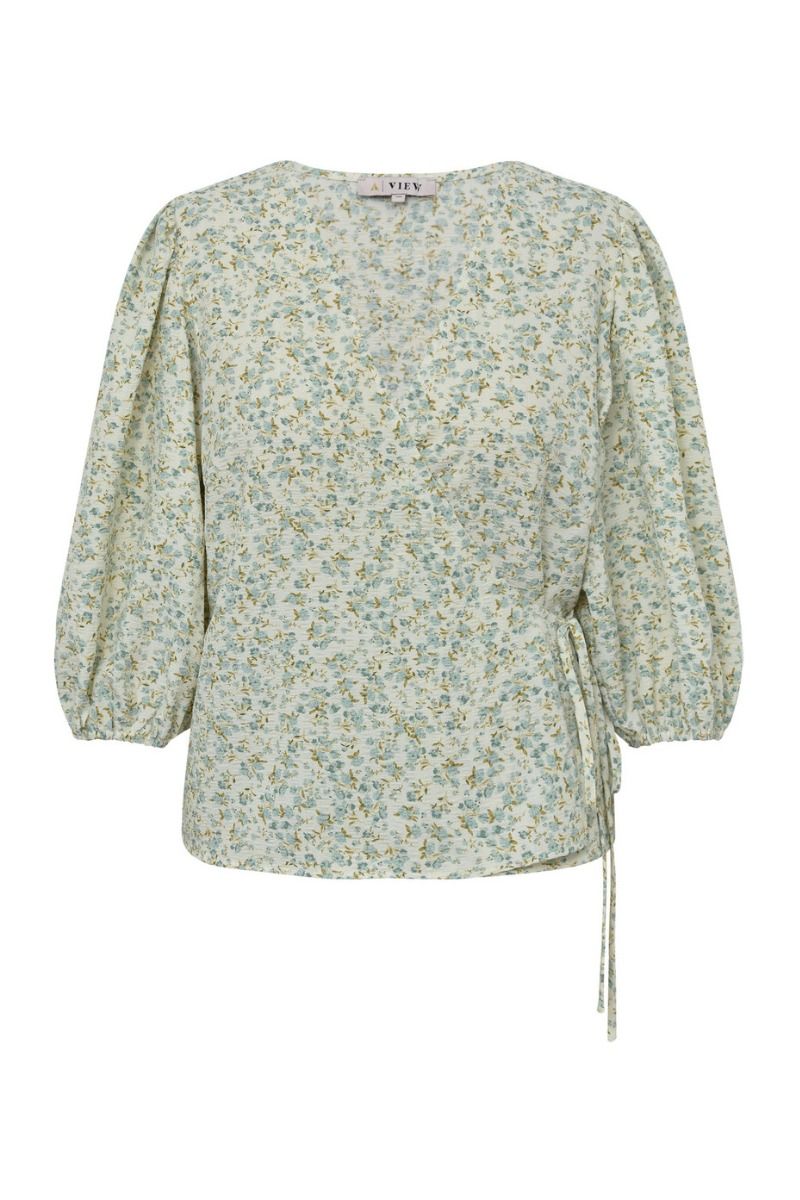 A-View - Bluse - Rebekka Print Blouse - Pale mint/Off white