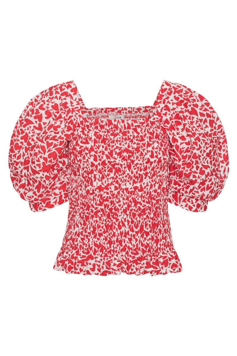 A-View - Top - Rikka Heart Top - Red/white 