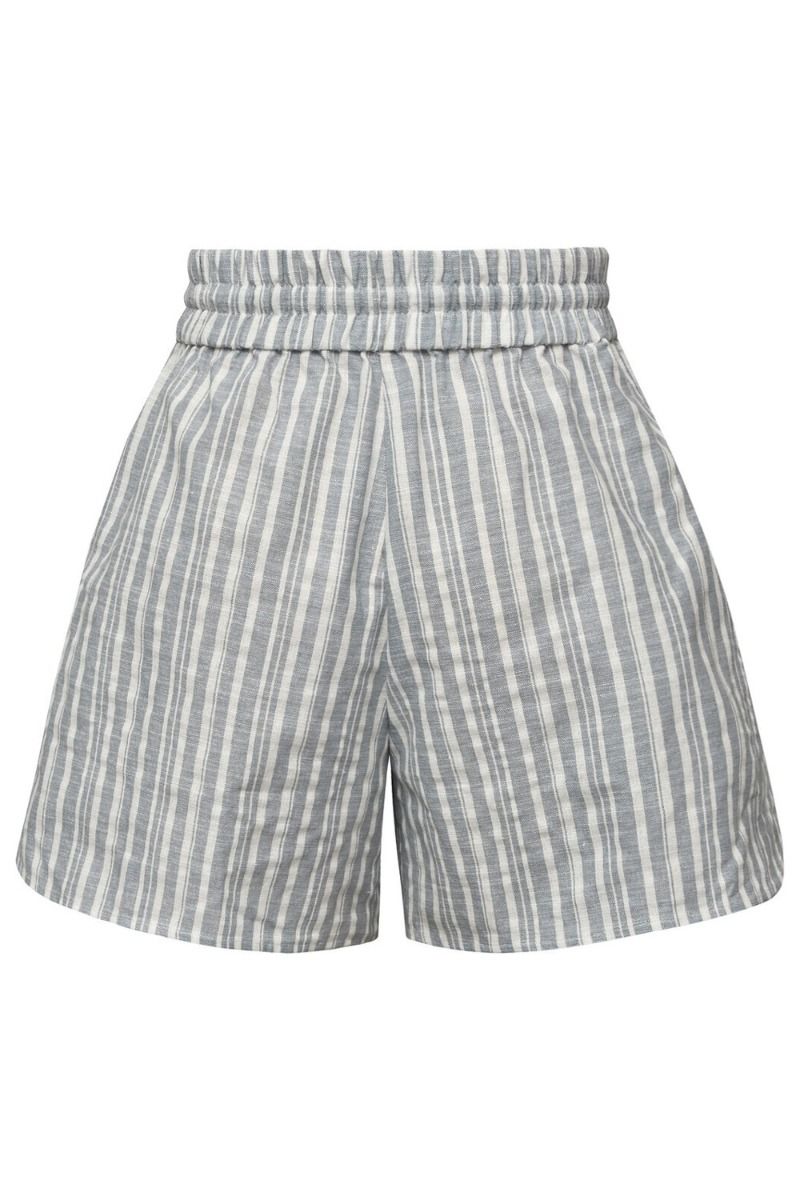 A-View - Shorts - Annali Stripe Linen Shorts - Blue/White