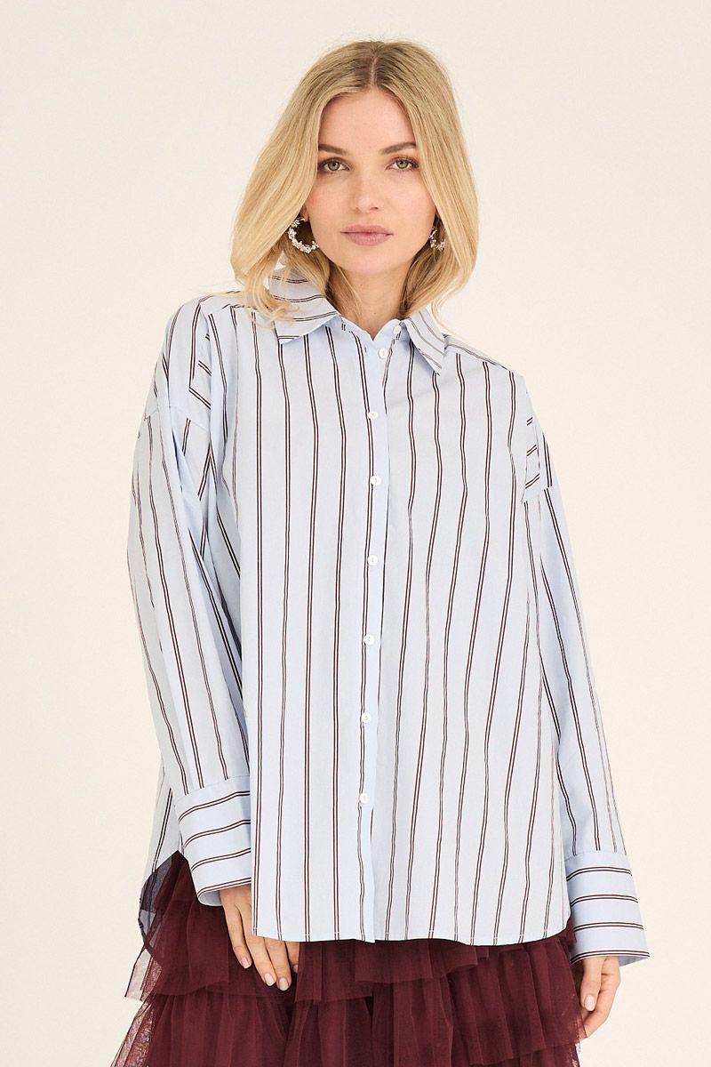 A-View - Skjorte - Lenn Shirt - Light blue/bordeaux 