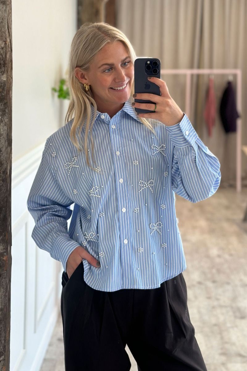 A-View - Skjorte - Lucie Shirt - Light blue/White stripe