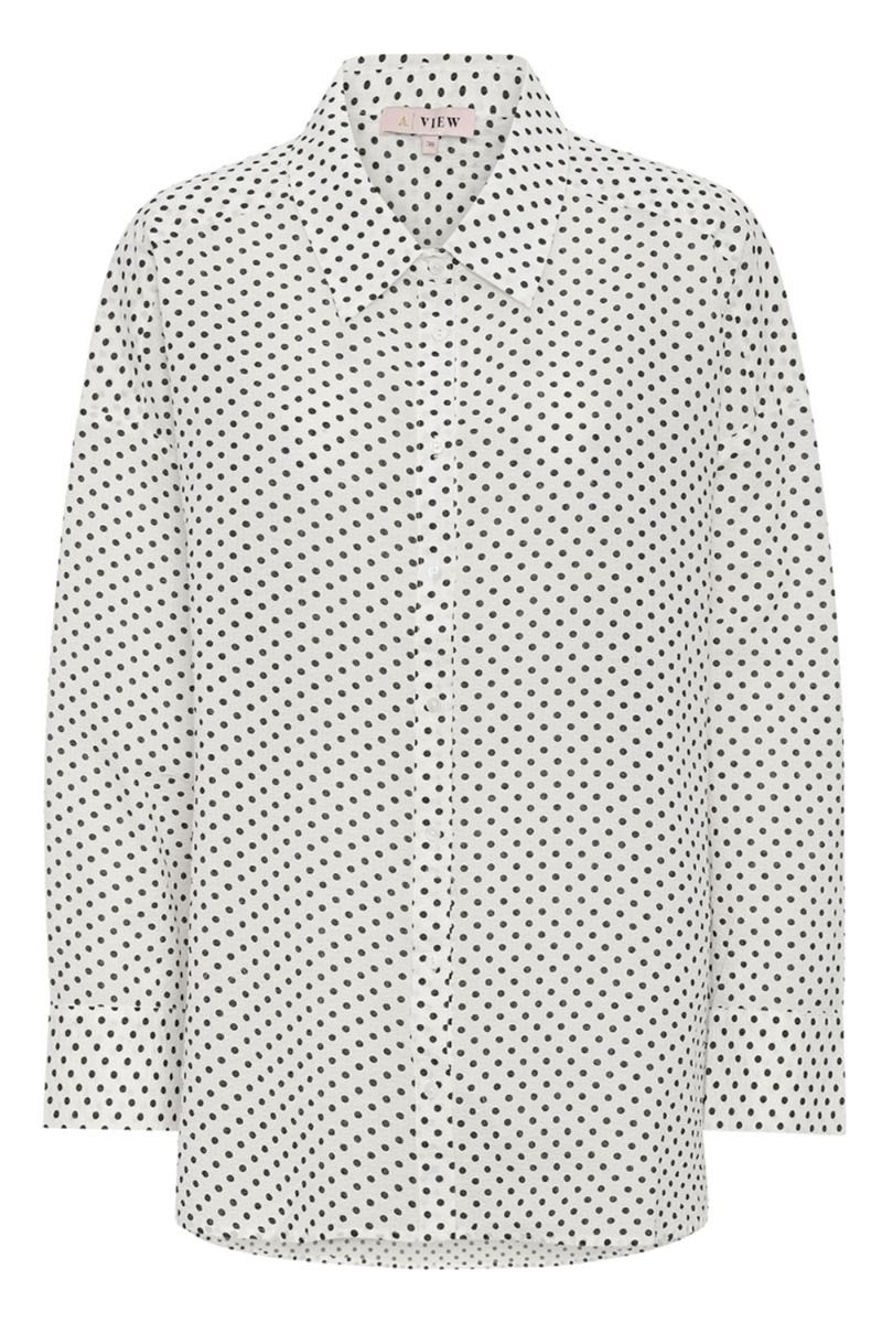 A-View - Skjorte - Solva Shirt - White With Black Dots