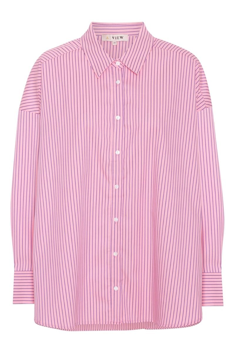A-View - Skjorte - Sonja Shirt - Pink/Blue Stripe