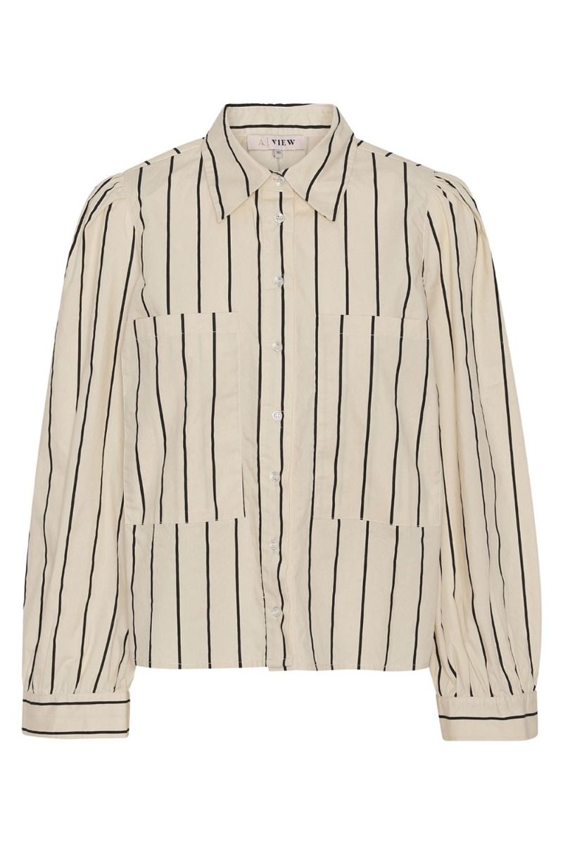 A-View - Skjorte - Tessie Shirt - Off White/Black Stribe