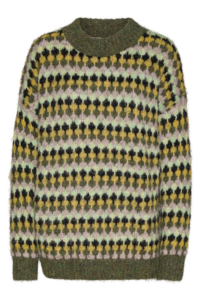 A-View - Strik - Patrisia Knit Pullover - Green/Sand