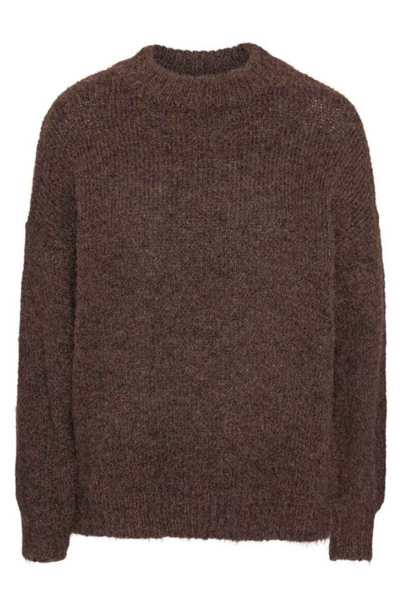 A-View - Strik - Patrisia Solid Knit Pullover - Dark Brown