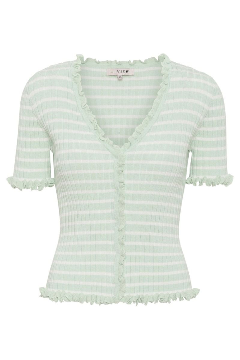 A-View - T-shirt - Fabia SS Tee - Pale mint/Off white