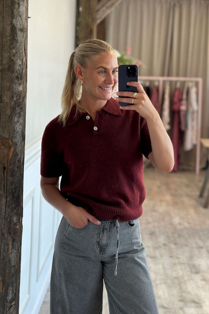A-View - T-shirt - Rena Polo Knit Blouse - Bordeaux